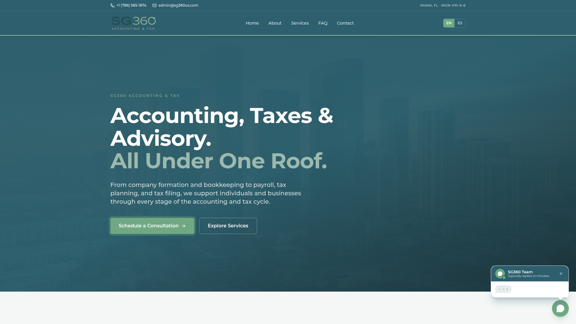 SG360 website preview